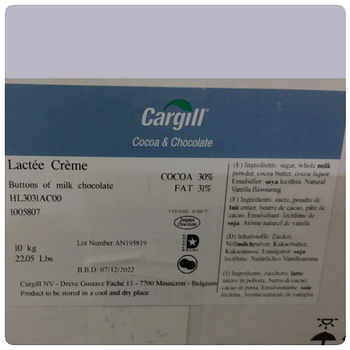 Шоколад молочний 30% Cargill, ящик 10кг, у калетах
