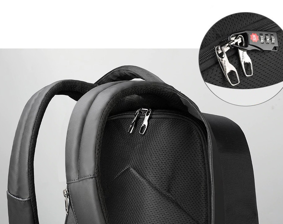 Рюкзак городской мужской антивор с USB и разъемом для наушников Tigernu. Мужской рюкзак для ноутбука Черный - фото 8 - id-p1083216218