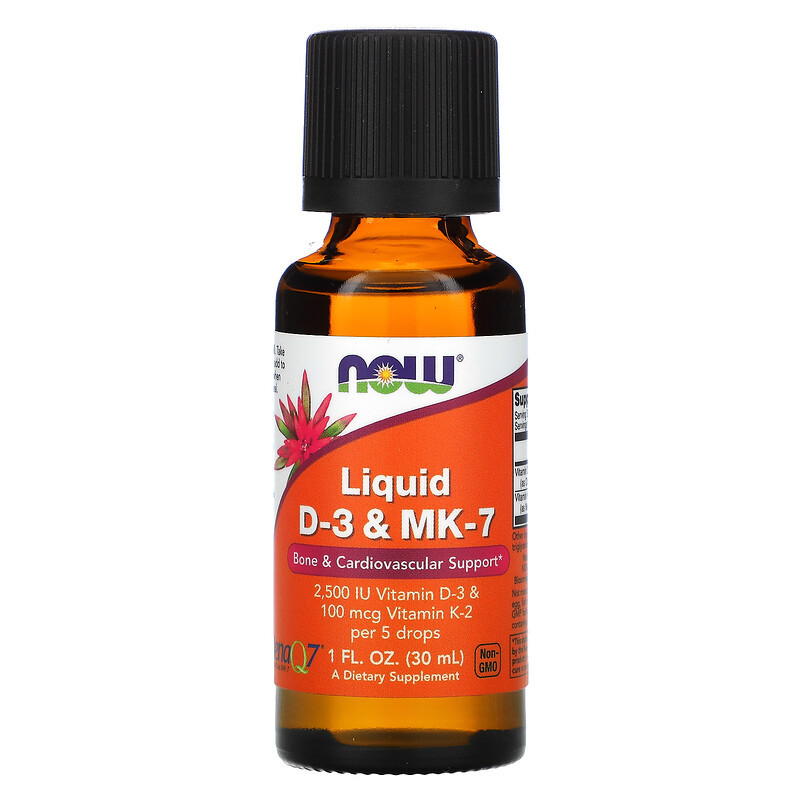 NOW Foods, вітамін D3 та MK-7 у рідкій формі, 30 мл