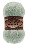 Пряжа Angora gold simli-515 сіра м'ята