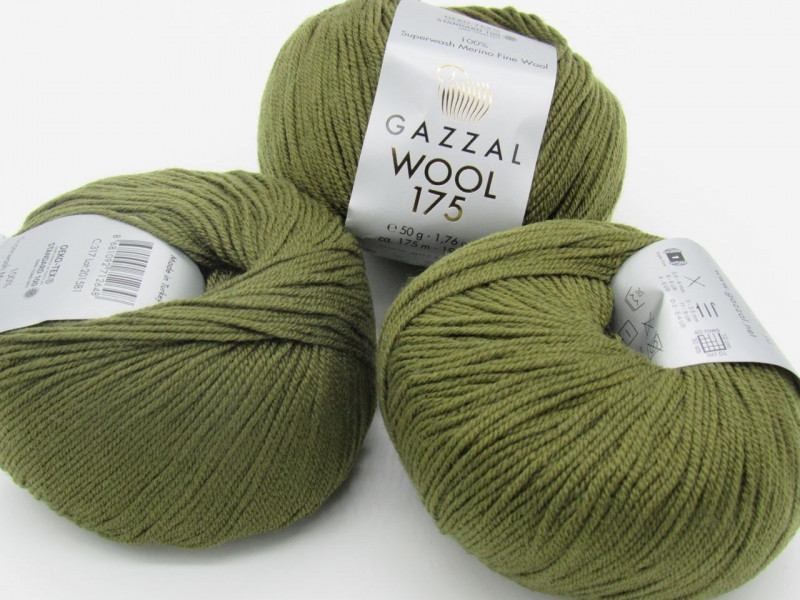 Пряжа Wool 175 Gazzal-317 хакі