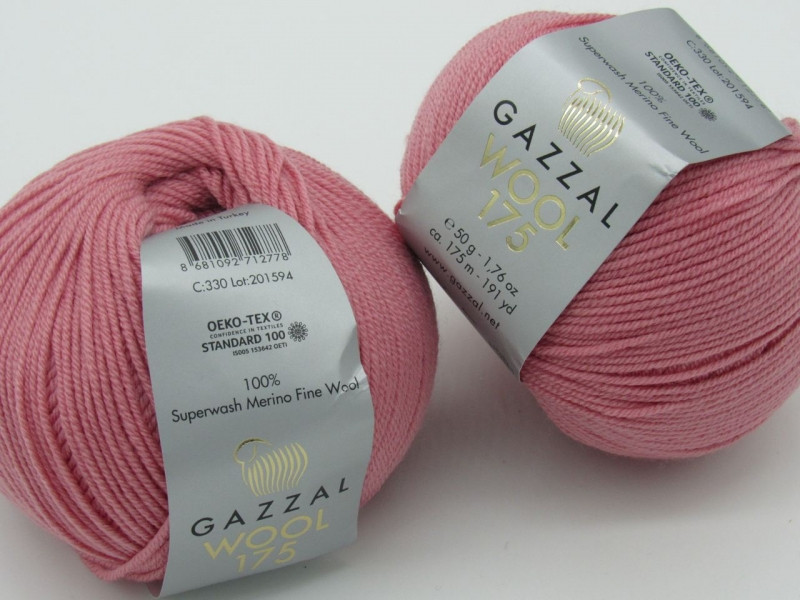 Пряжа Wool 175 Gazzal-330 рожевий