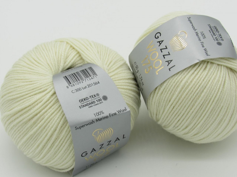 Пряжа Wool 175 Gazzal-300 молочний