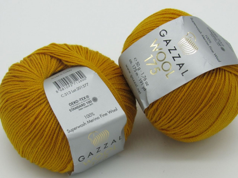 Пряжа Wool 175 Gazzal-313 гірчиця
