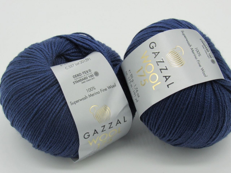 Пряжа Wool 175 Gazzal-327 темно-синій