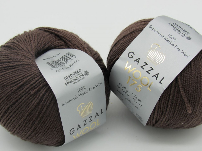Пряжа Wool 175 Gazzal-310 коричневий