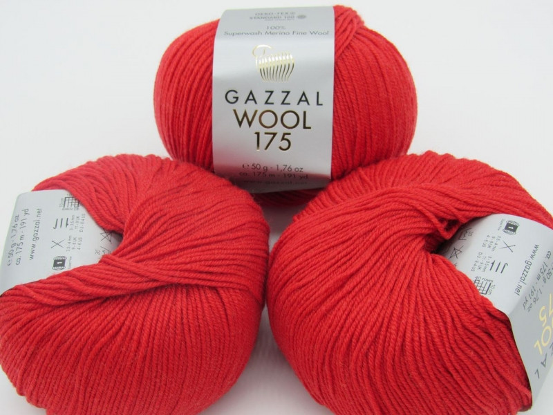 Пряжа Wool 175 Gazzal-338 червоний
