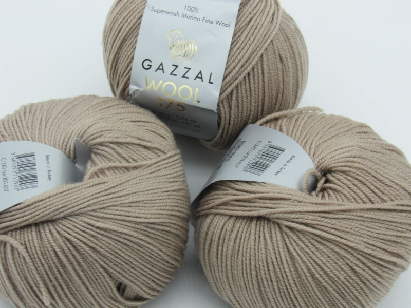 Пряжа Wool 175 Gazzal-343 темний беж