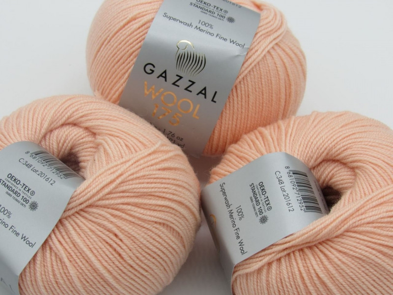 Пряжа Wool 175 Gazzal-348 персиковий