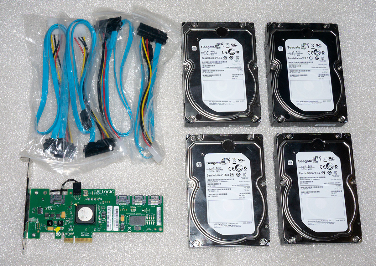 Комплект 12Tb (4x 3Tb) HDD 3.5" SAS + HBA/RAID контролер LSI Logic SAS3041E PCIe — майнінг ферма CHIA/ЧИА