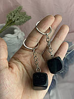 Брелок-оберег Черный обсидиан (куб) Натуральный камень для ключей и сумок, брелок на подарок