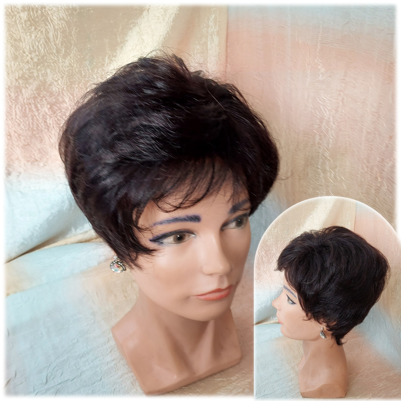 Перука коротка з канекалону чорний тюльпан TINA-85 ELEGANT, фото 1