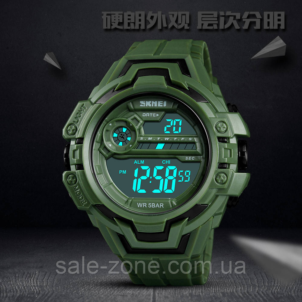 Мужские наручные спортивные часы Skmei 1383 Зеленый - фото 3 - id-p1591909686