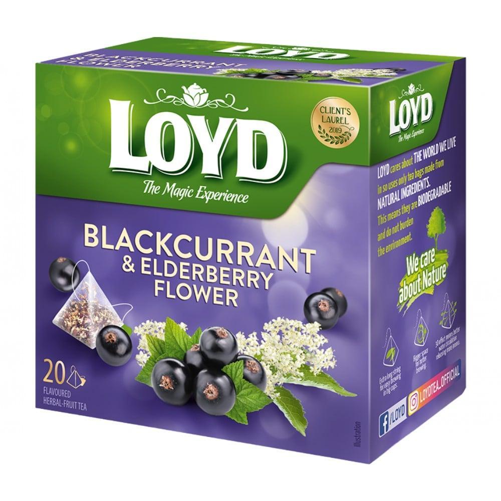 Чай фруктовий у пірамідках LOYD BLACKCURRANT & ELDERBERRY смородина та бузина 20 пак., фото 1