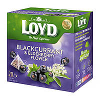 Чай фруктовий в пірамідках LOYD BLACKCURRANT & ELDERBERRY смородина та бузина 20 пак.