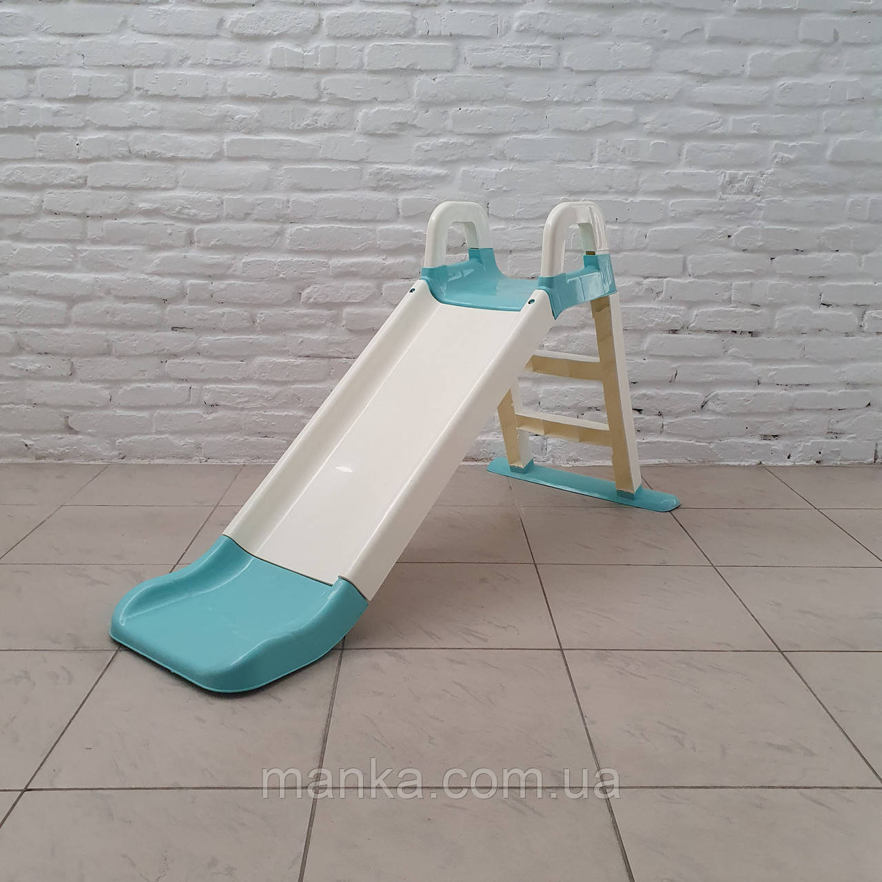 Гірка Active Baby дитяча пластикова Долоні, спуск 140 см, гірка біло-бірюзова