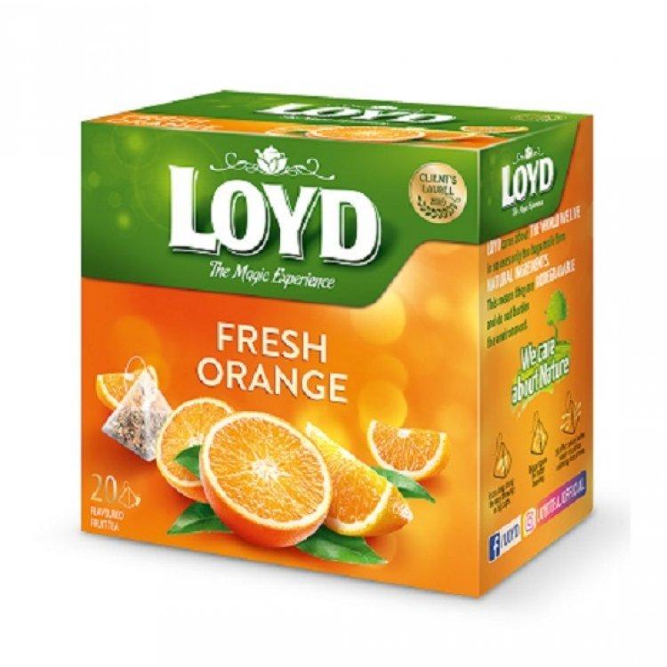 Чай фруктовий у пірамідках LOYD FRESH ORANGE сік апельсина 20 пак., фото 1