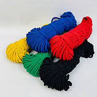 Хлопчатобумажная цветная верёвка для рукоделия черная 6 мм 50 м