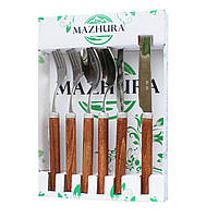 Набір столових приладів Mazhura Wood Walnut MZ-505661 6 предметв