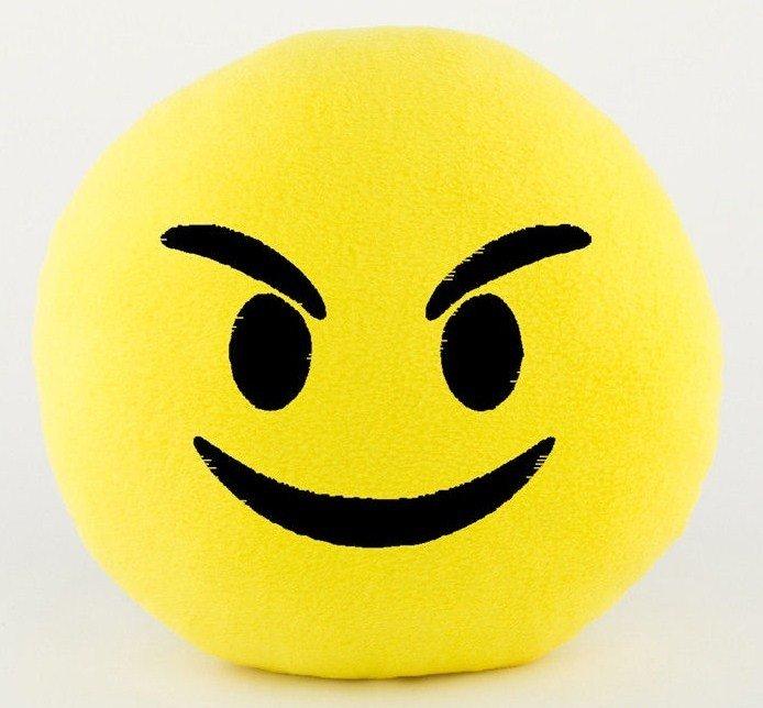 Подушка в подарунок декоративна смайлик Чортик добрий жовтий Emoji дитині дівчині хлопцю в машину