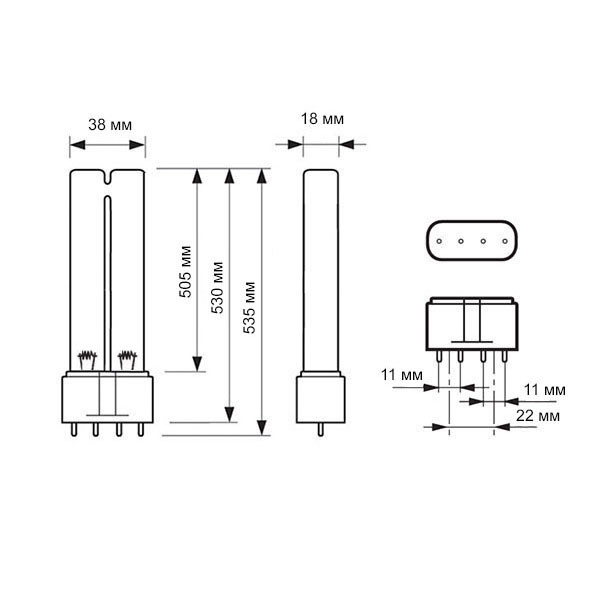 Лампа для ультрафиолетового стерилизатора воды Philips TUV PL-L 55W/4P HF 2G11 - фото 3 - id-p974005960