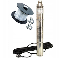 Заглибний глибинний насос для свердловин WISLA тонкий 75 мм 3QJD 1-40-0.55 з тросом 5 років ГАРАНТІЯ