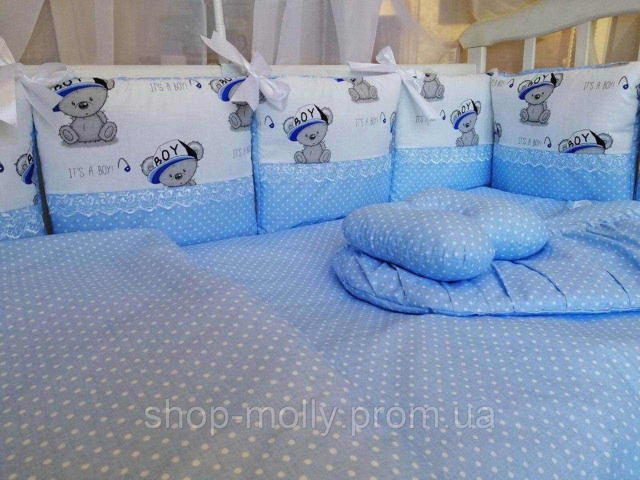 Бортики захист у ліжечко, дитяча постільна білизна Бонна з ортопедичною подушкою - фото 2 - id-p1497247473