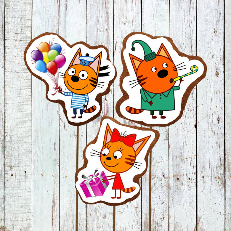 

Набор 001 Пряники Три кота съедобные топперы для торта