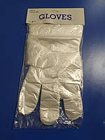 Одноразовые перчатки (100шт) на планочке GLOVES (1 пач) полиэтиленовые с креплением.