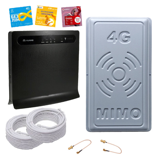 4G WI-FI комплект Преміум "Домашній інтернет" (Huawei 593+antan MІМО 17 ДБ)