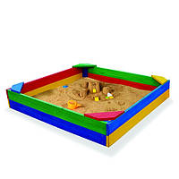 Детская деревянная песочница SportBaby, 145х145 см, с лавками на углах