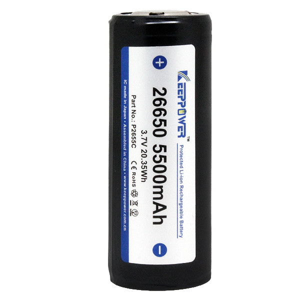 Акумулятор Keeppower 5500mah 26650 3,7V 10 А із захистом (Чорний), фото 1