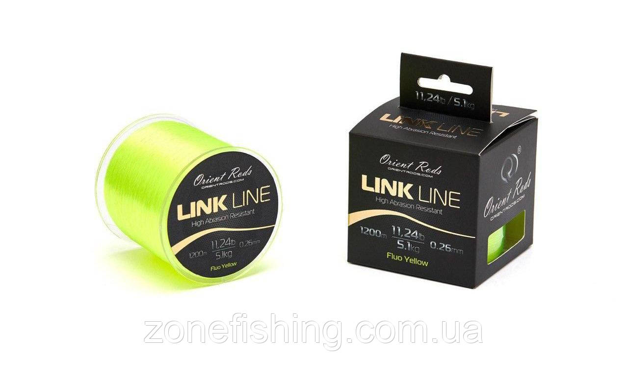 Волосінь Orient Rods Link Line Fluo Yellow (яскраво жовта) 0.26mm 5.1kg 1200m