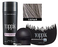 Кератиновый загуститель для волос Toppik 27,5г + аппликатор + гребешек Черный (Black) Серый (Gray)