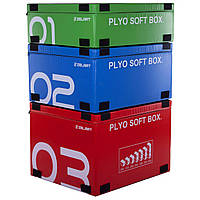 Бокс плиометрический мягкий набор Zelart PLYO BOXES FI-3635 3шт 30/45/60см зеленый, синий, красный