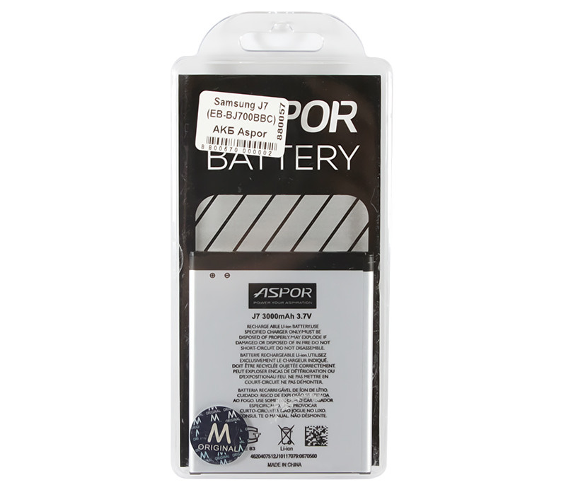 Акумулятор Aspor для Samsung Galaxy J7 2015 EB-BJ700CBE (J700) 3000 mAh Original PRC