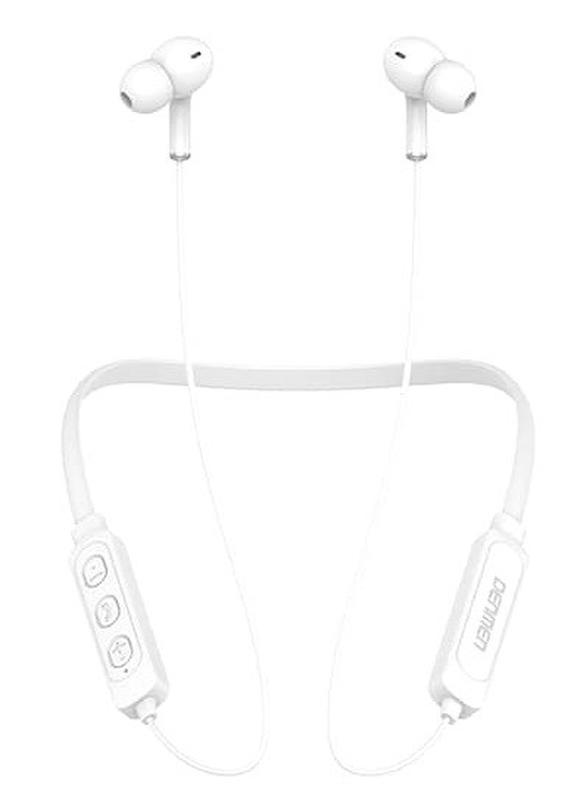 Бездротові навушники-гарнітура вакуумні Bluetooth для бігу та спорту із потиличною дужкою DENMEN DL02 Білий