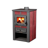Стальная дровяная печь с керамикой для отопления дома, дачи, летней кухни Pro-Thermo Alpina Ceramic красный