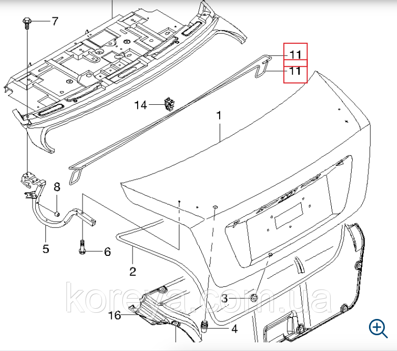 Торсіон (Пружина) кришки багажника правий Лачетті седан GM - 96405840, фото 1