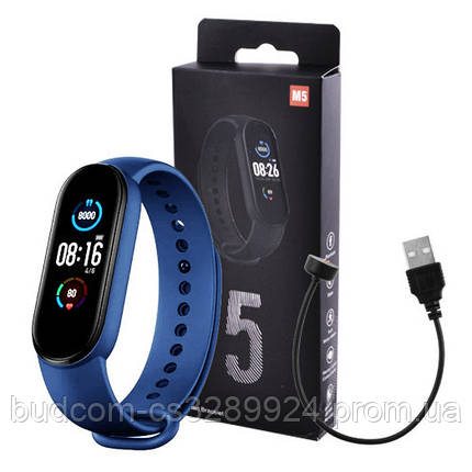 Фітнес браслет Smart Watch M5 Band Classic Black смарт годинник-трекер. Колір синій, фото 2