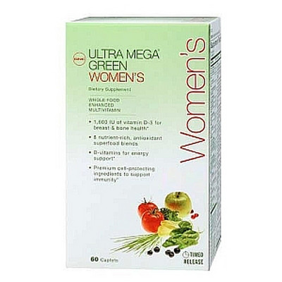 Вітаміни та мінерали для жінок GNC Ultra Mega Green Women's 120 капсул, фото 1
