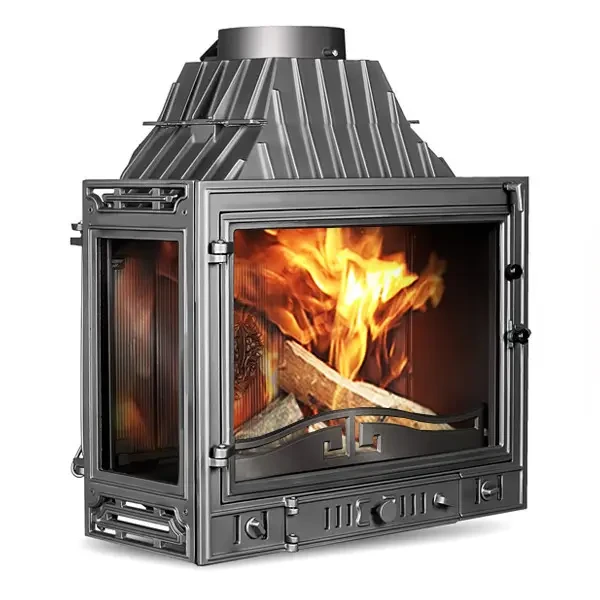 Вбудована чавунна камінна топка на дровах для повітряного опалення Kaw-Met W3 тристороння (16,7 кВт)