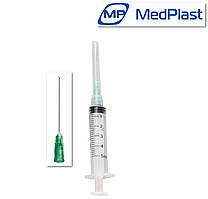 Шприц одноразовий 5мл Luer з голою 22G 0,7*38мм.