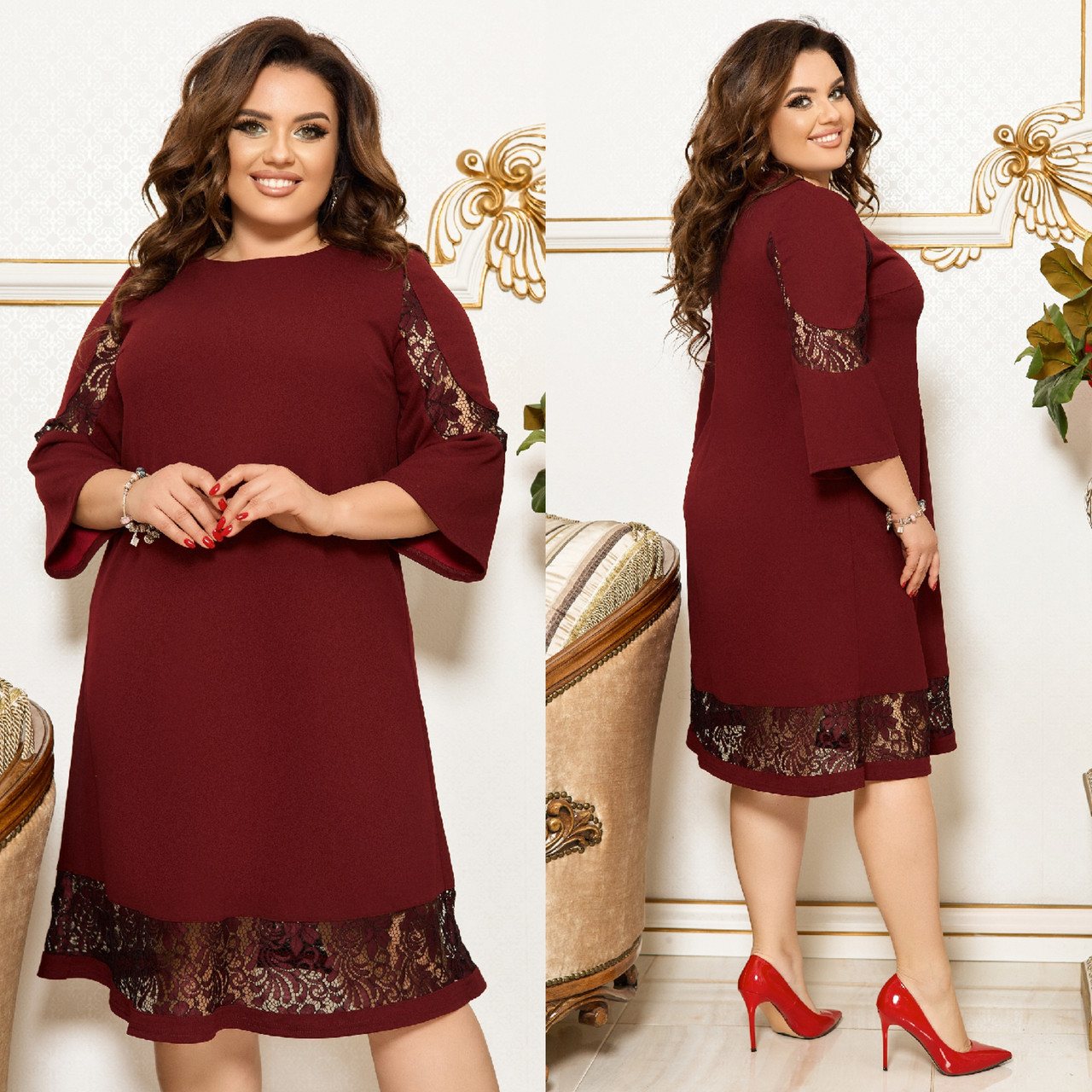 Стильне плаття для пишних дам " Ажурне Мереживо" Angelo Style, фото 1