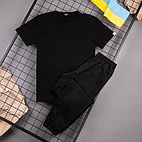 Спортивный костюм летний Футболка + Спортивные штаны Peremoga черный Комплект на лето