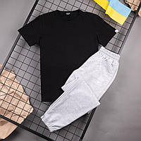 Спортивный костюм летний Футболка + Спортивные штаны Peremoga черно-серый Комплект на лето