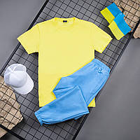 Спортивный костюм летний Футболка + Спортивные штаны Peremoga желто-голубой Комплект на лето