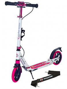 Самокат Maraton Decider рожевий з двома амортизаторами і ручним гальмом
