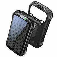 Солнечный повербанк iBattery i26w-PD с быстрой, беспроводной зарядкой QI и фонариком 26800 mAh black