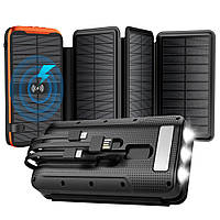 Повербанк солнечный iBattery L3S4W-PD с доп.панелями и беспроводной зарядкой QI 20000 mAh QI оранжевый